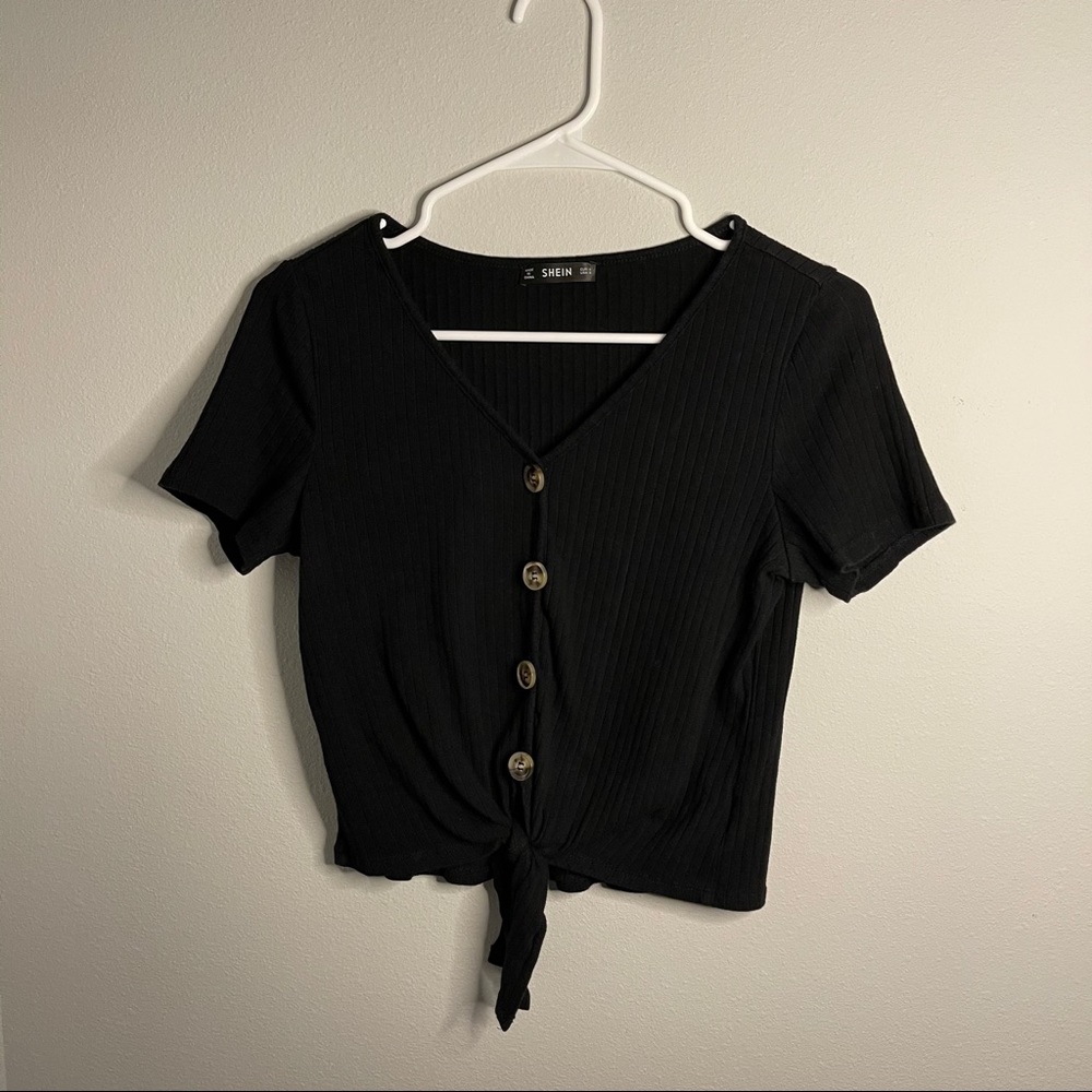 Shein Black Button Top